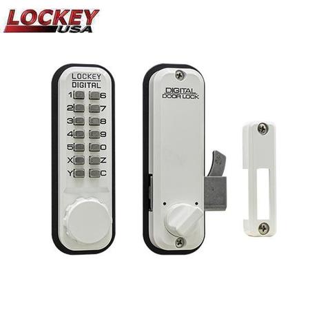 LOCKEY Lockey: Lockey 2500 Mechanical Keypad Keyless Hook Bolt - for Sliding Glass Doors - Antique Brass LK-2500-AB